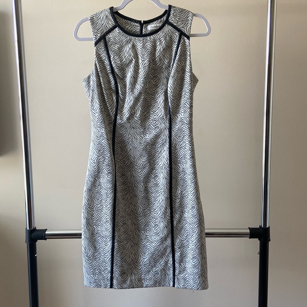 Patterned black and white Calvin Klein dress